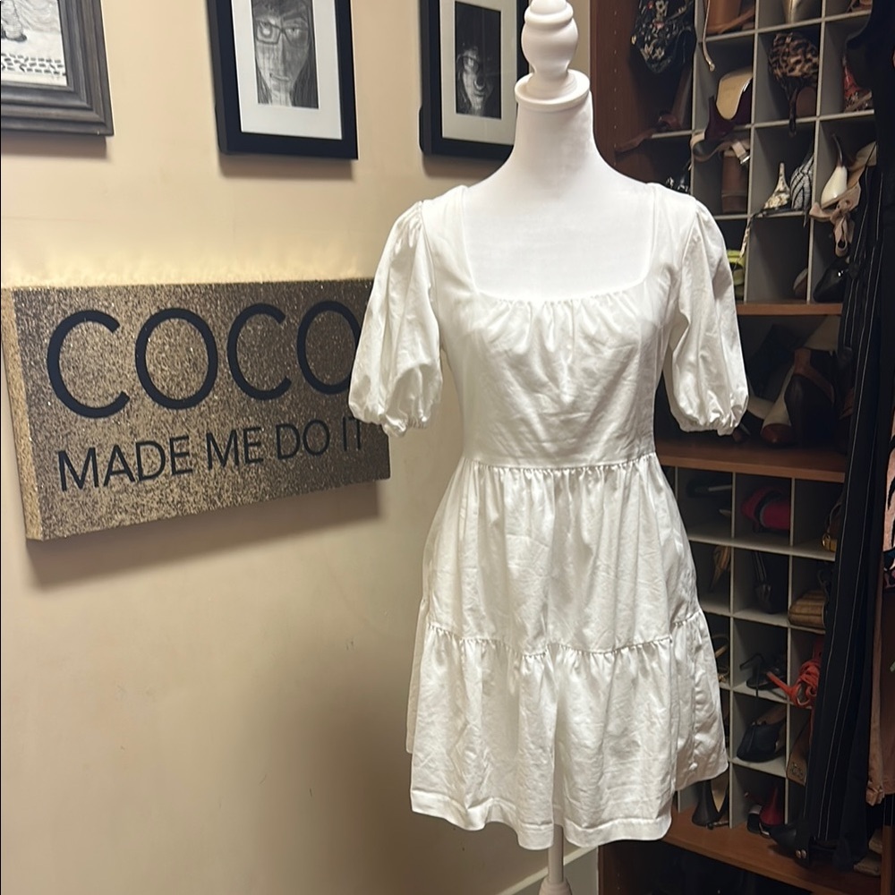 Gianni Bini White Puff Sleeve Dress